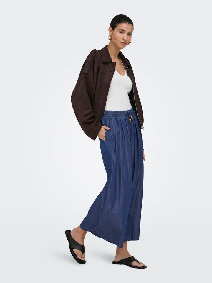 Onlbea Bead Hw Wide Palazzo Dnm Qyt - Blue Denim