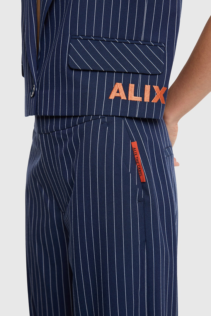 Striped Barrel Pant - Blauw Dessin