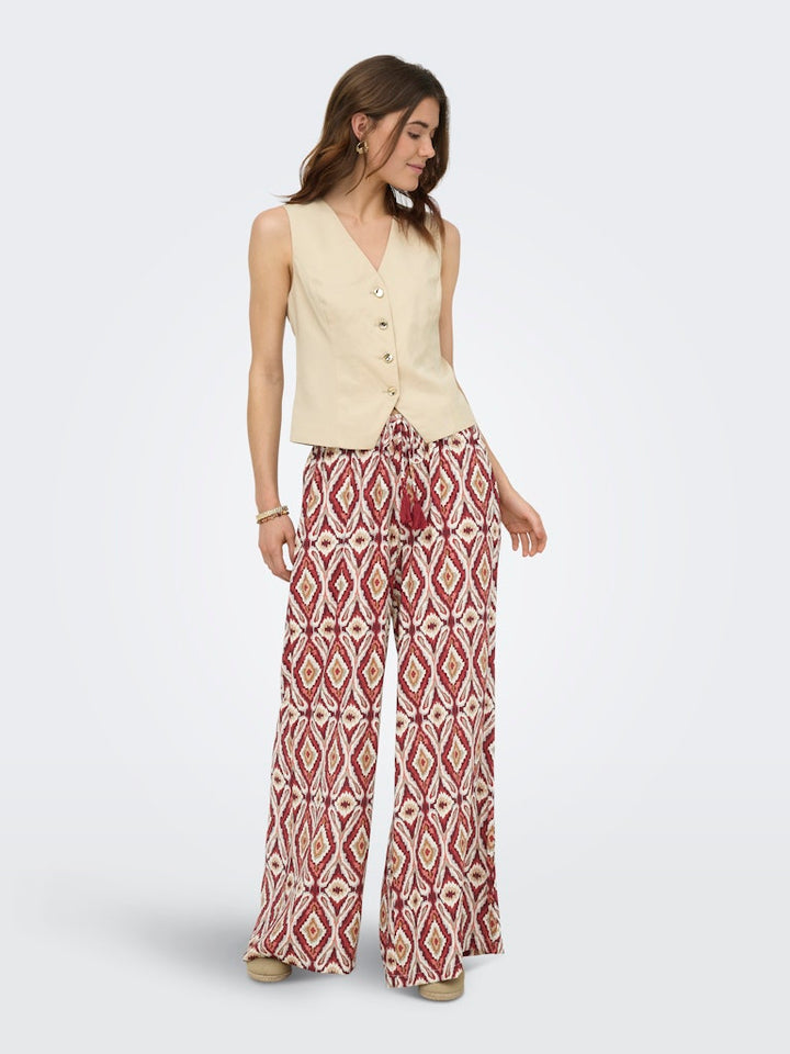 Onlgini Mikasi Wide Pull Up Pant Wvn - Rood Dessin