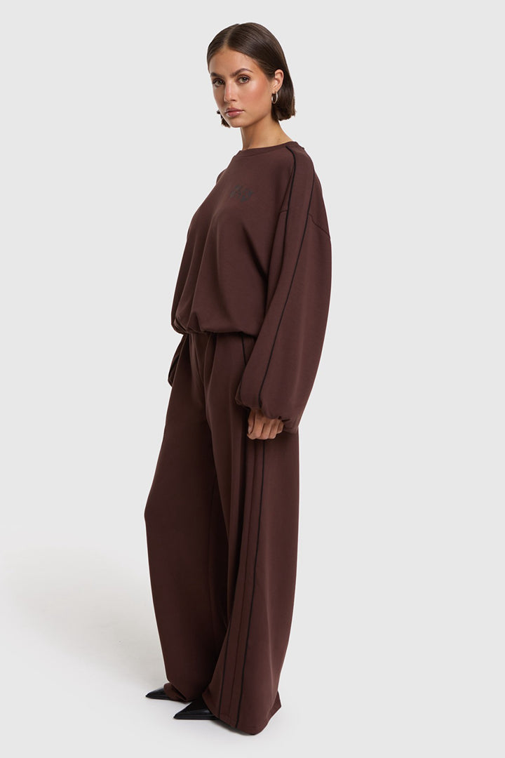 Knitted Piping Pants - Bruin