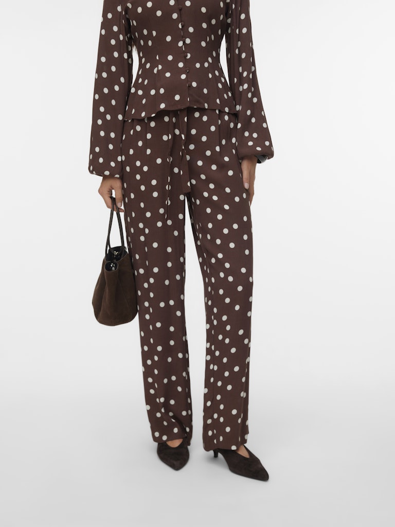 Vmelisa Nw Wide Tie Pant Wvn - Bruin Dessin