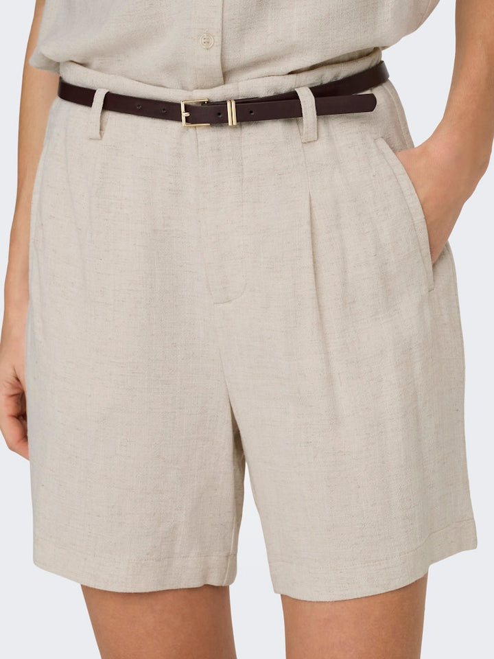 Onlsiesta Hw Belt Lin Bl Shorts Pnt Noos - Beige