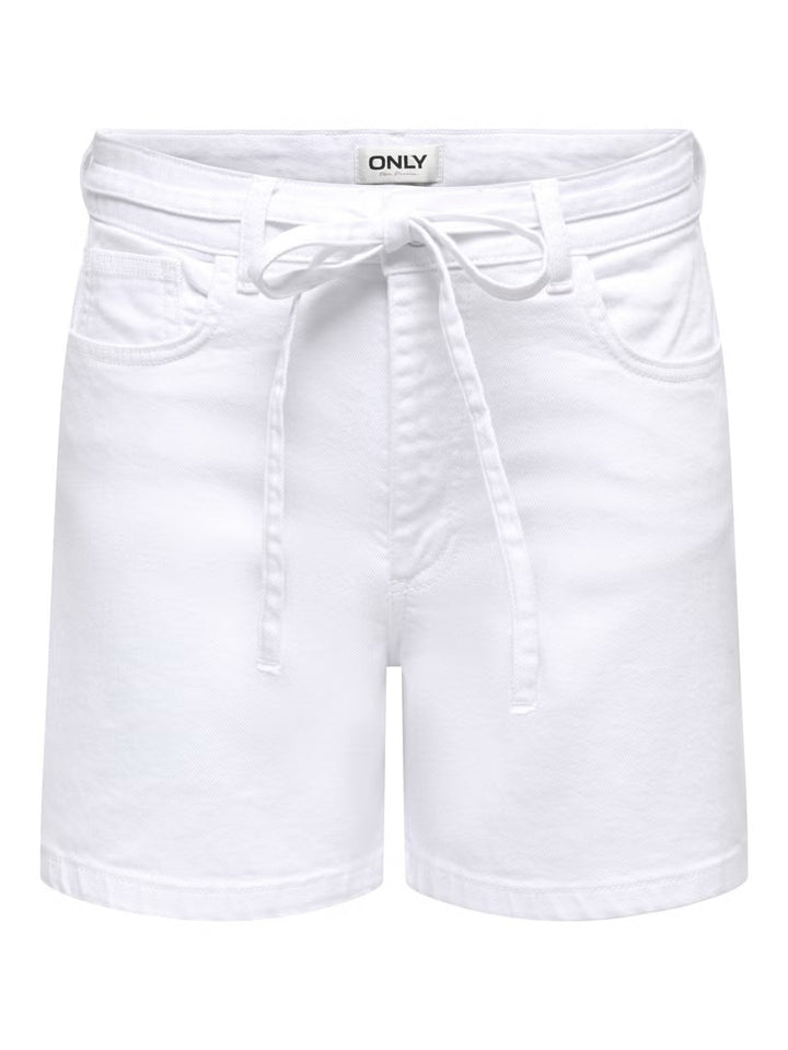 Onlgianna Mw Belted Shorts Azg Dnm Noos - Wit Dessin