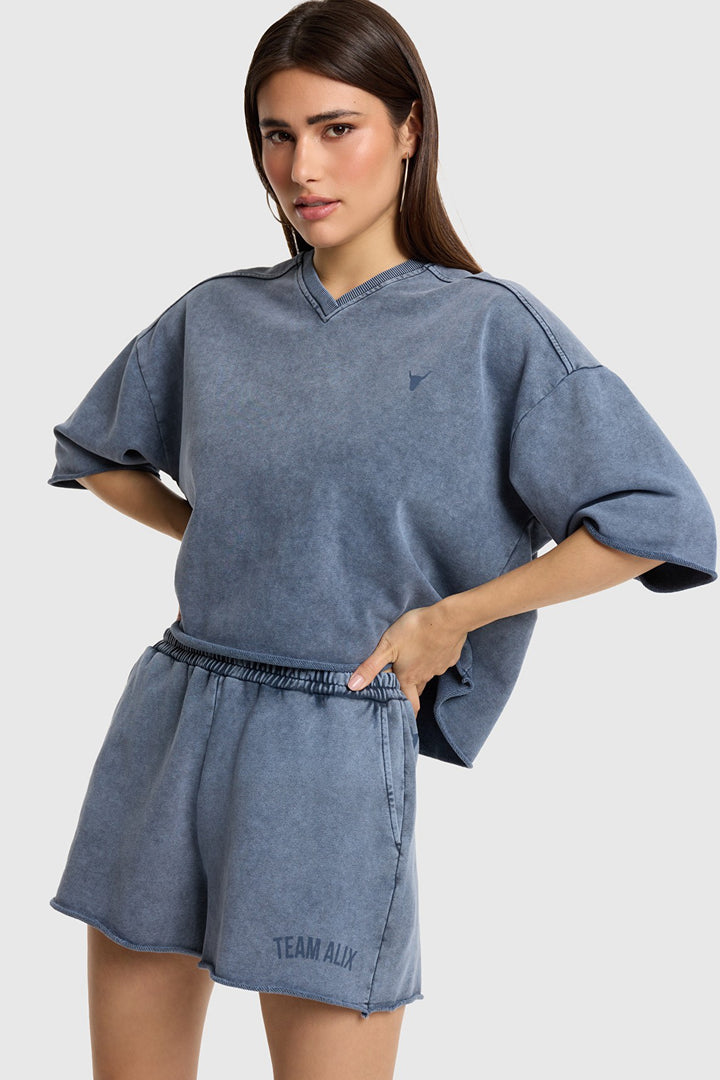 Team Alix Sweat Short - Petrol Blauw
