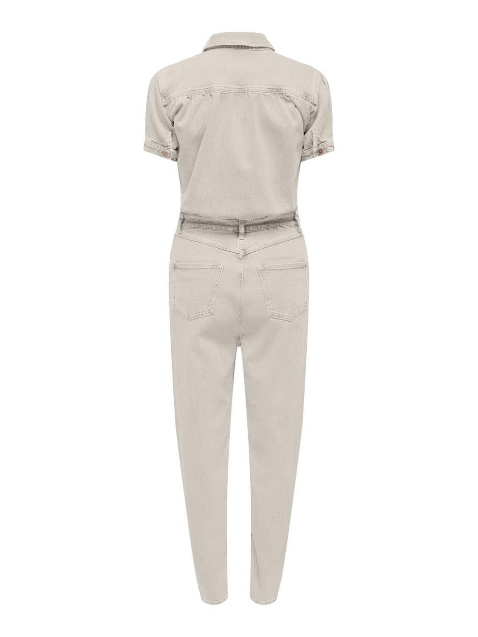Onlpalmer Ss Dnm Jumpsuit L Ank Cr - Ecru