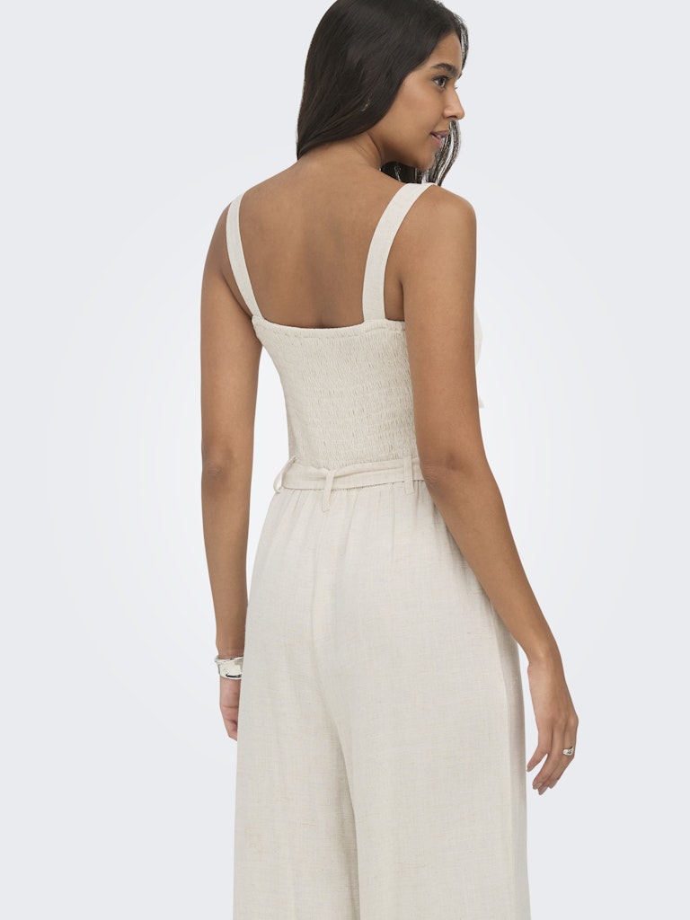 Onlsiesta Linen Bl Belt Jumpsuit Pnt - Beige