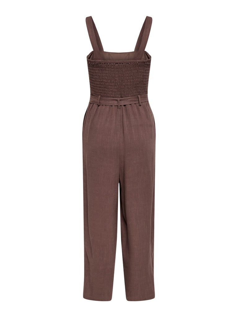 Onlsiesta Linen Bl Belt Jumpsuit Pnt - Bruin