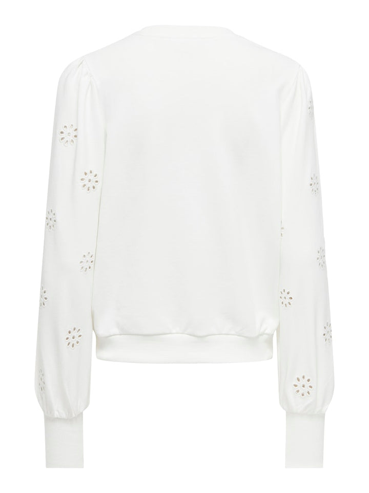 Onlfemme L/s Puff Embroidery Ub Swt - Off-white