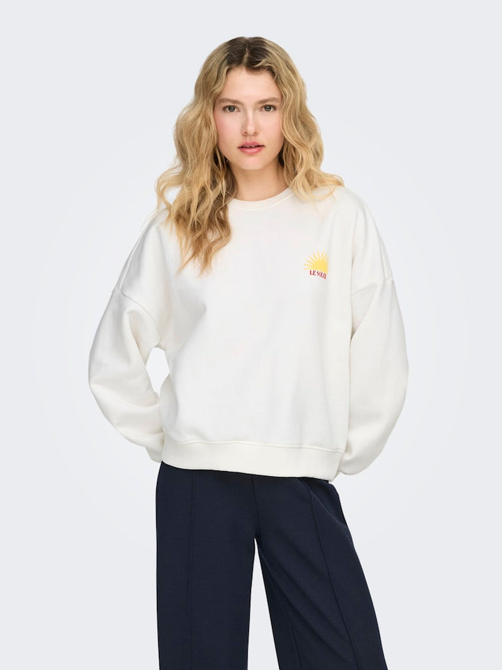 Onlliny L/s O-neck Print Cs Swt - Wit