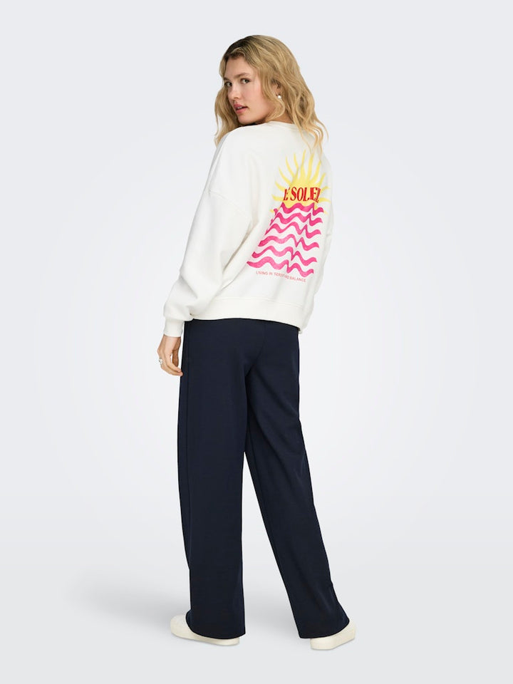 Onlliny L/s O-neck Print Cs Swt - Wit