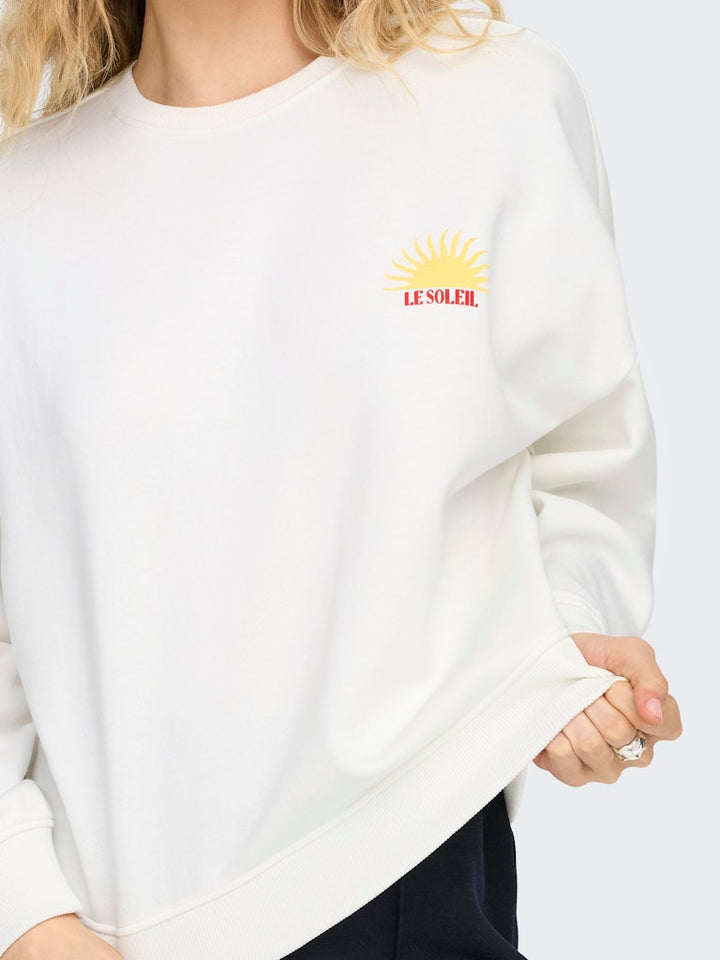Onlliny L/s O-neck Print Cs Swt - Wit