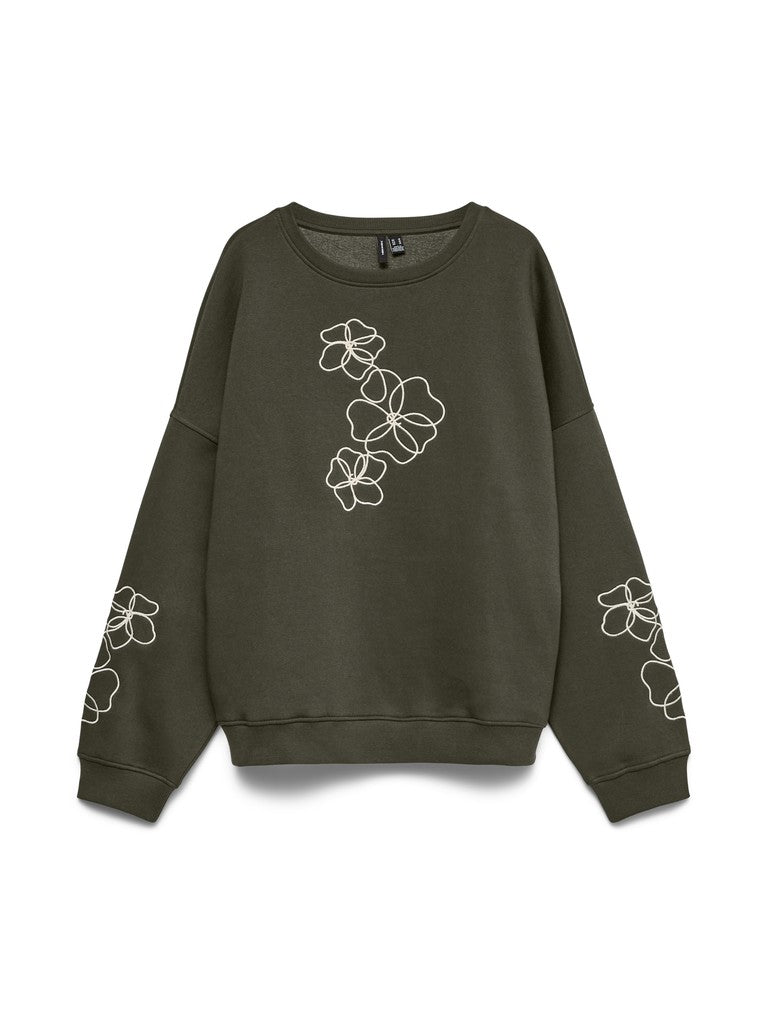 Vmbriana Ivalo Ls Sweat Top Jrs - Donkergroen