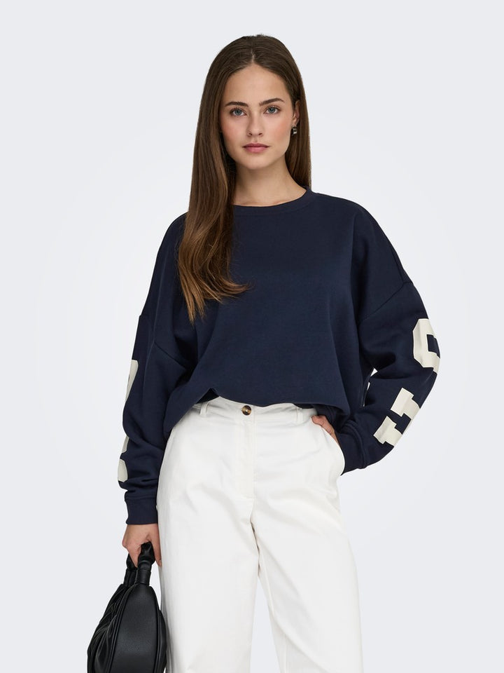 Onlsweat L/s Back/sleeve Print Swt Noos - Navy