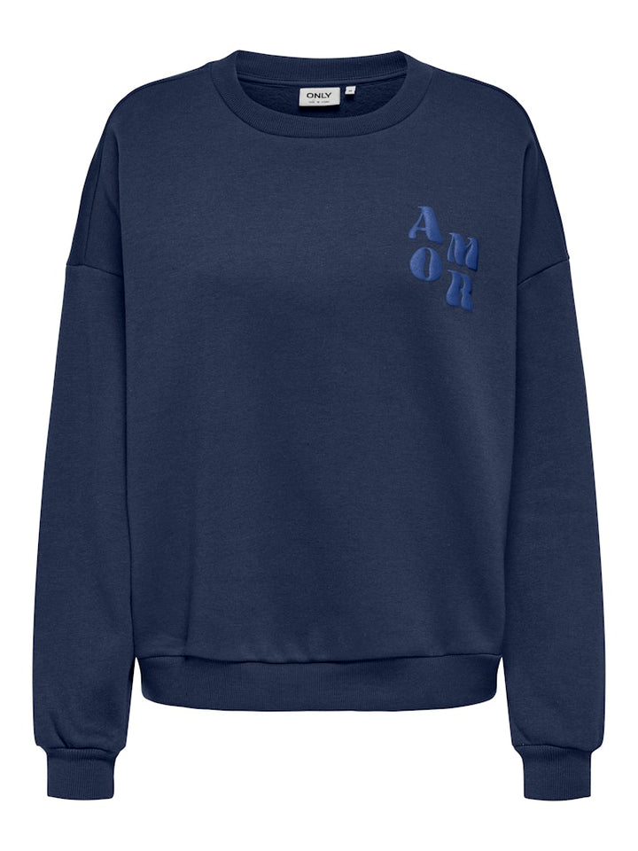 Onlmarey L/s O-neck Print Box Cs Swt - Navy