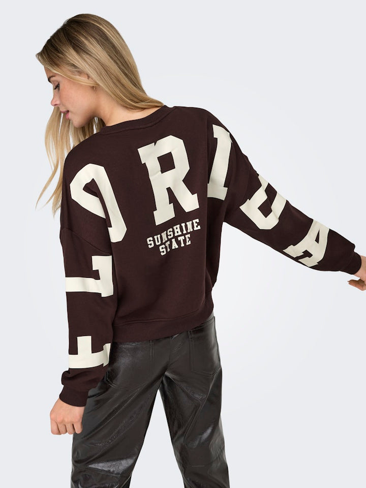 Onlsweat L/s Back/sleeve Print Swt Noos - Bordeaux