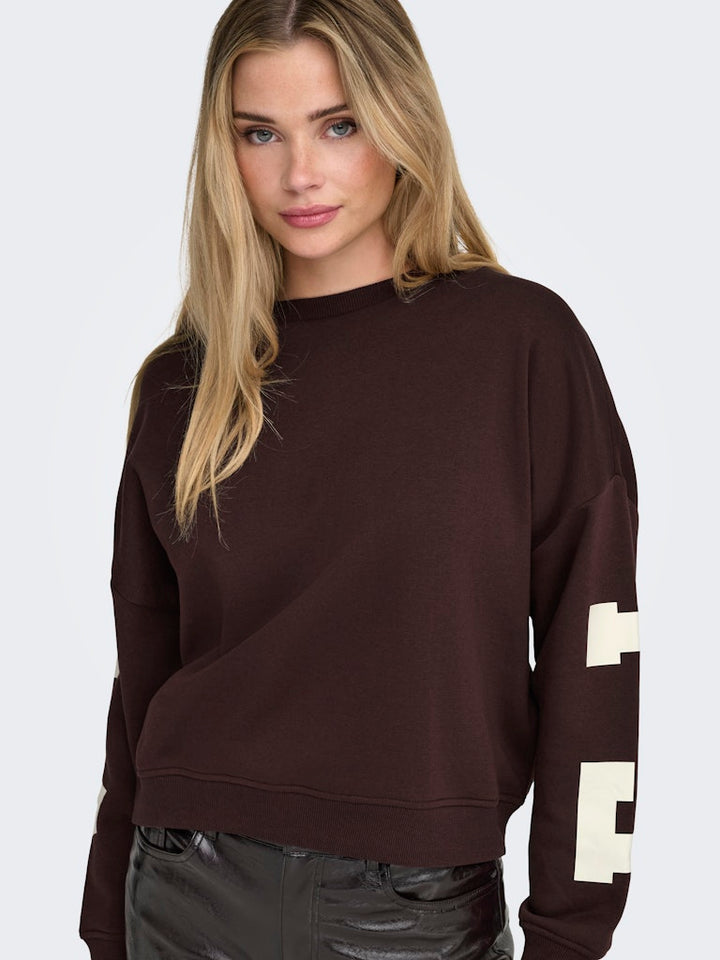 Onlsweat L/s Back/sleeve Print Swt Noos - Bordeaux