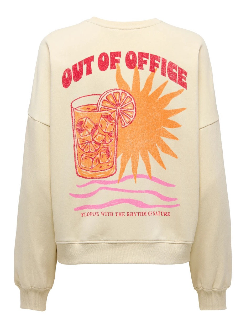 Onlliny L/s O-neck Print Cs Swt - Beige