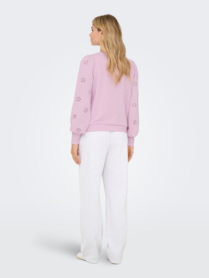 Onlfemme L/s Puff Embroidery Ub Swt - Licht Roze