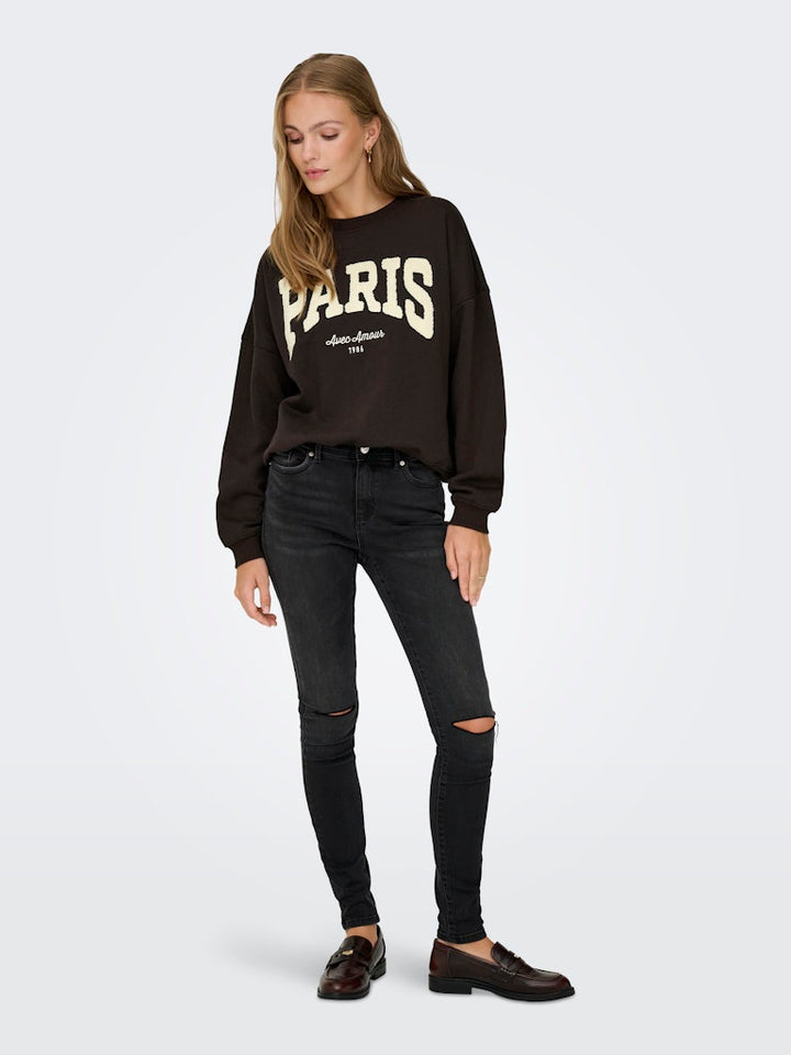 Jdymesa Life L/s O-nk Emb Sweat Jrs Noos - Bruin