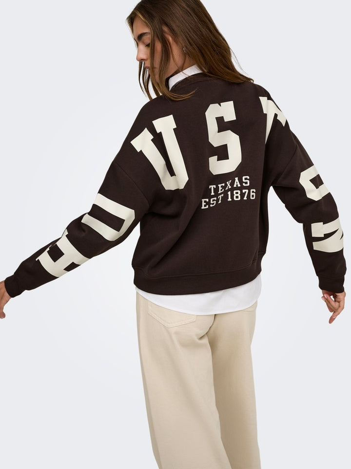 Onlsweat L/s Back/sleeve Print Swt Noos - Bruin