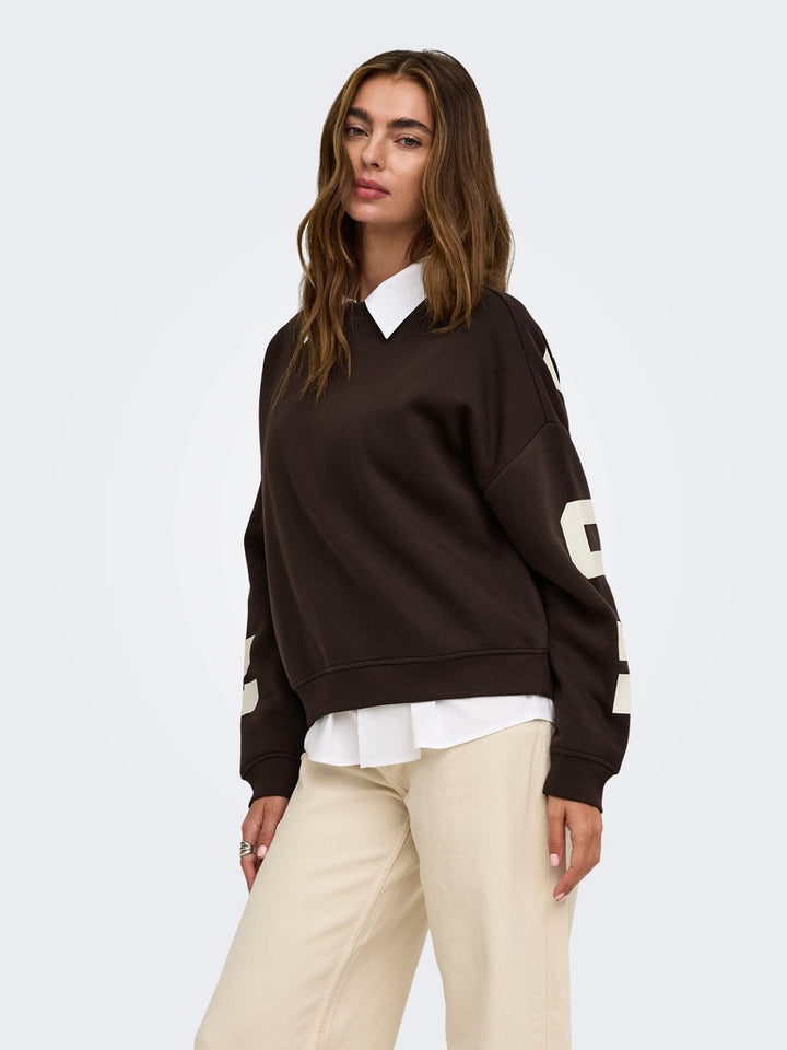 Onlsweat L/s Back/sleeve Print Swt Noos - Bruin