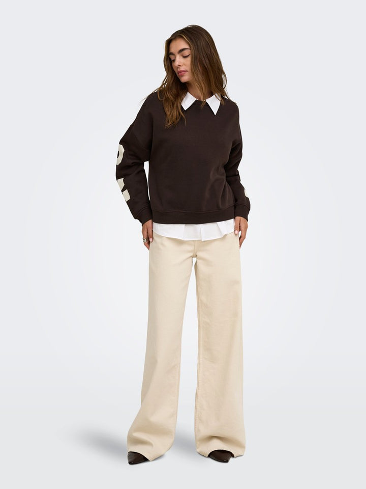 Onlsweat L/s Back/sleeve Print Swt Noos - Bruin