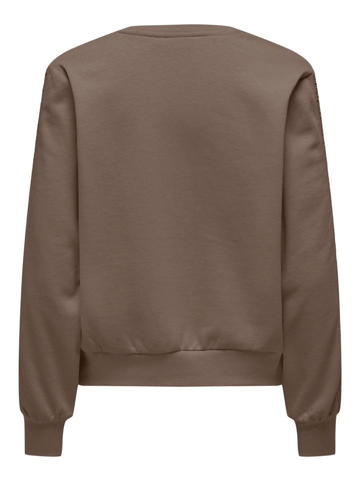 Onlholly L/s O-neck Lace Swt - Taupe