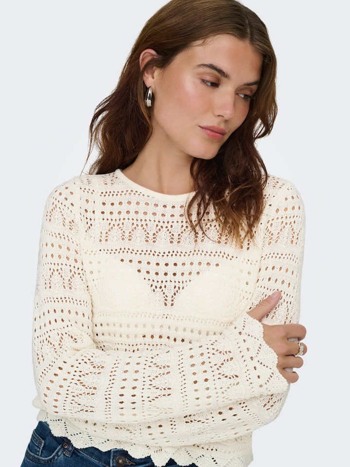Onlelke Life Ls Pullover Knt Noos - Off-white