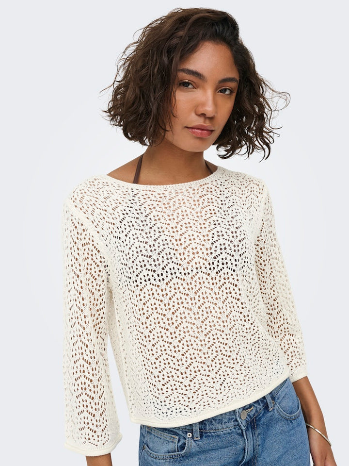 Kdymika 3/4 Boat Neck Pullover - Off-white