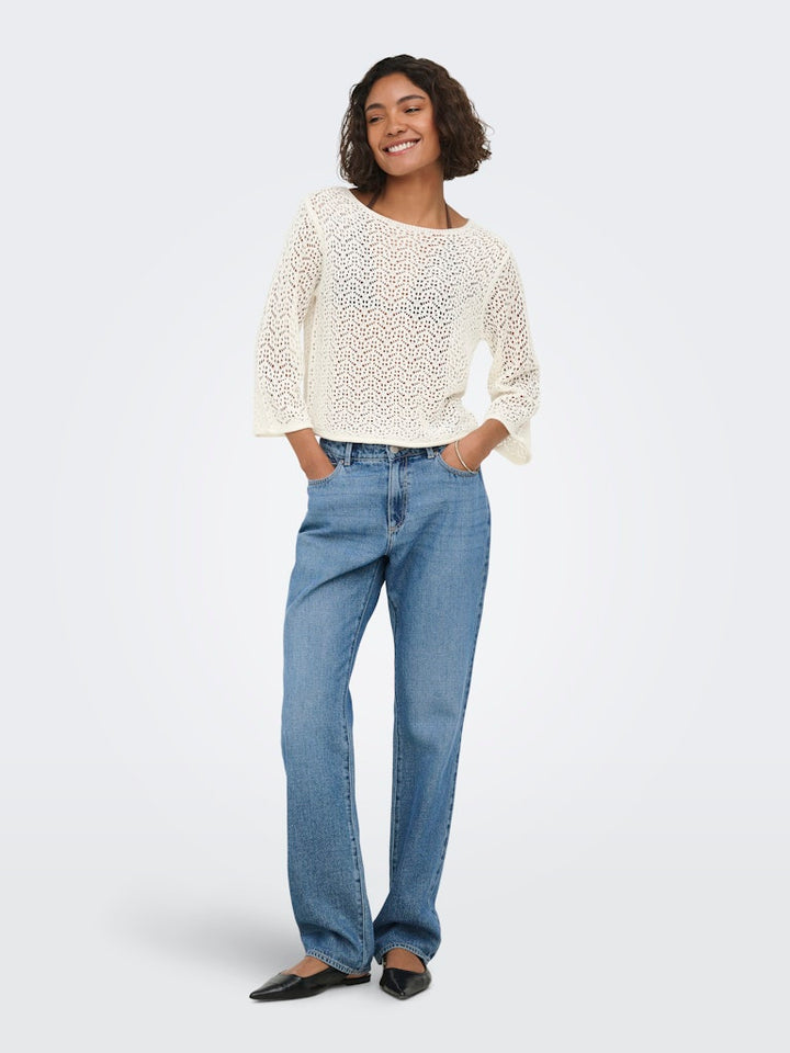 Kdymika 3/4 Boat Neck Pullover - Off-white