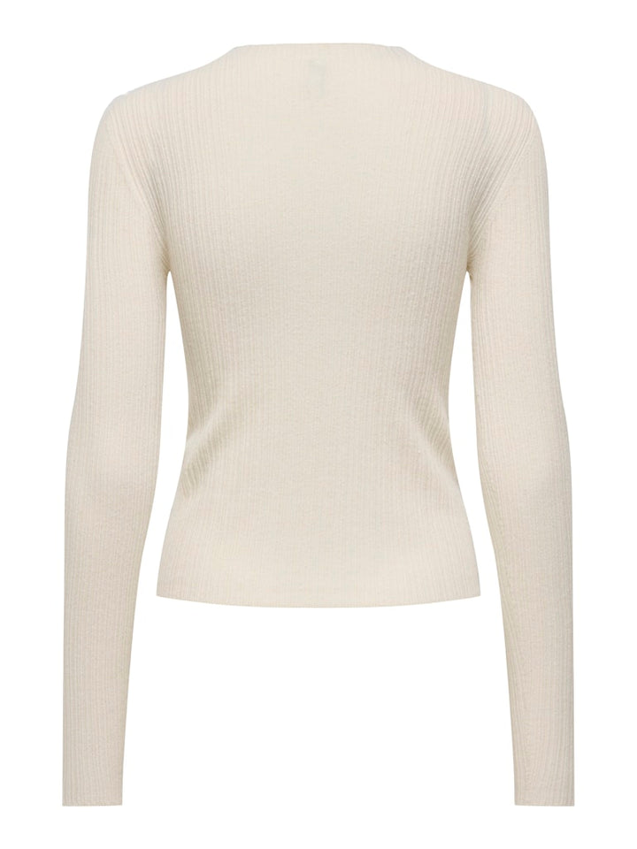 Onlcoco Life Ls Rib Mock Neck Cc Knt - Ecru