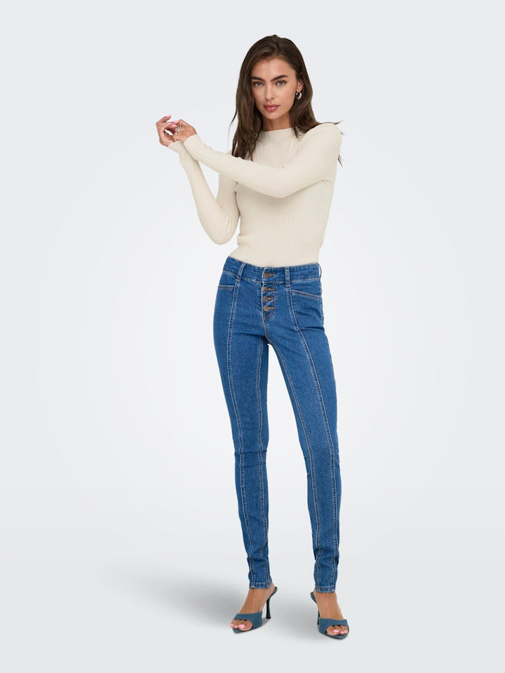 Onlcoco Life Ls Rib Mock Neck Cc Knt - Ecru