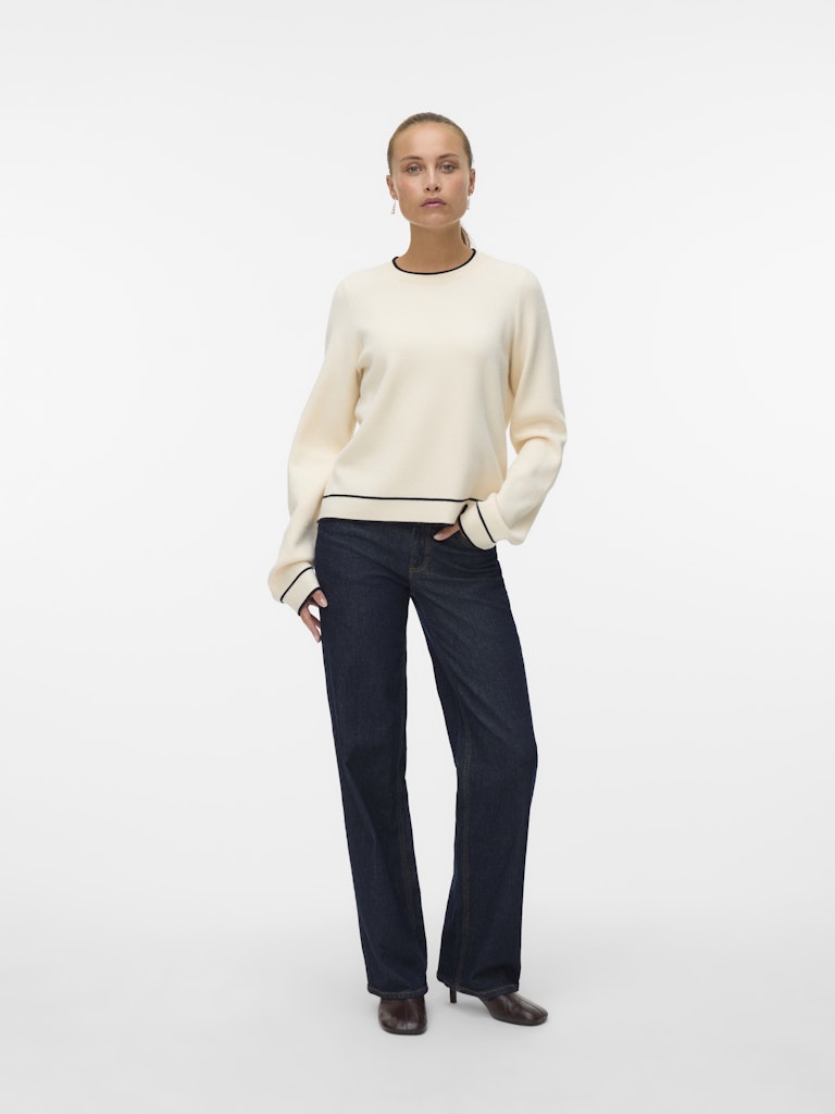 Vmgold Ls O-neck Double Contrast Pull - Ecru