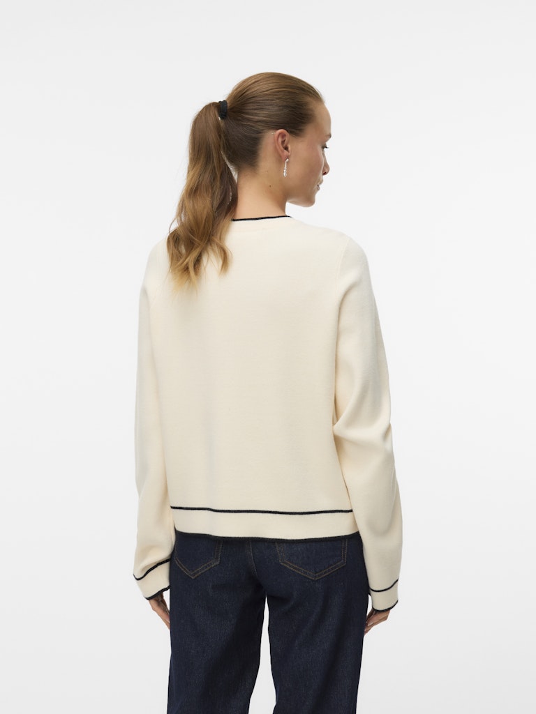 Vmgold Ls O-neck Double Contrast Pull - Ecru