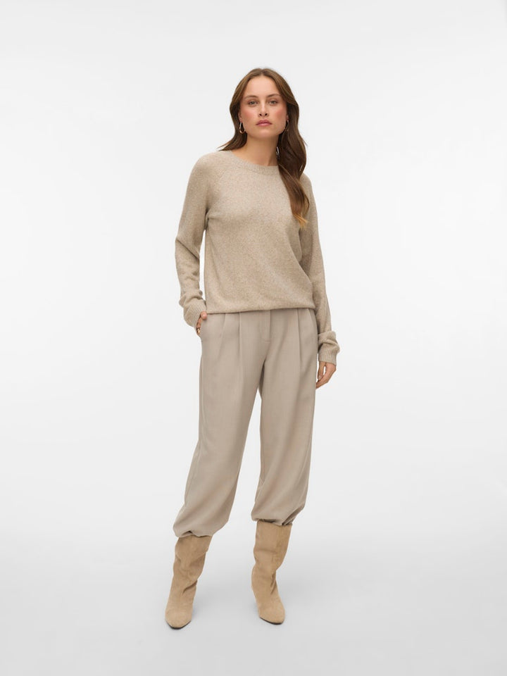 Vmdoffyshine Ls O-neck Blouse Rep Noos - Beige