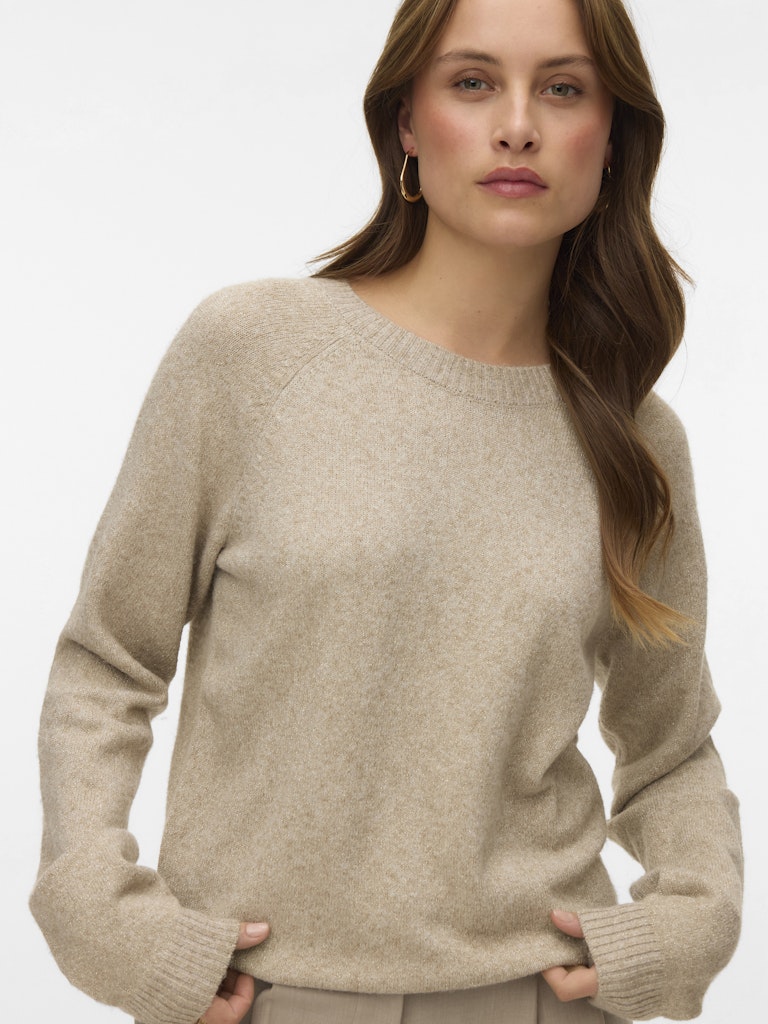 Vmdoffyshine Ls O-neck Blouse Rep Noos - Beige