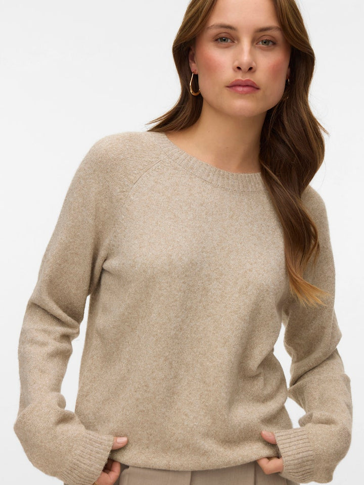 Vmdoffyshine Ls O-neck Blouse Rep Noos - Beige