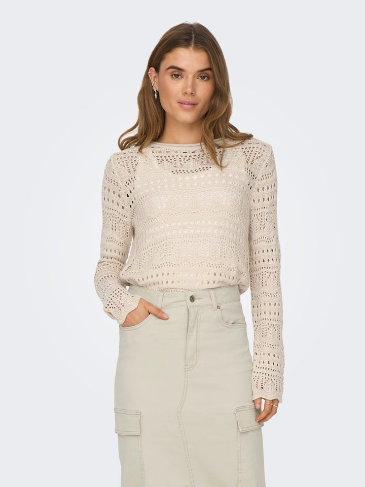Jdysun Lay L/s Boatneck Pullov. Knt - Beige