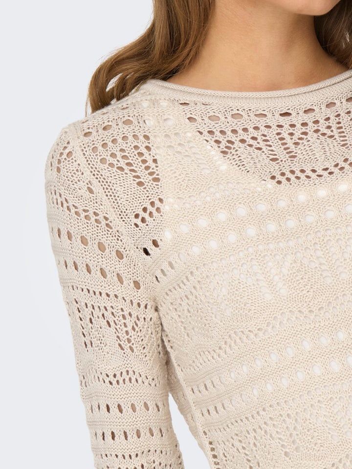 Jdysun Lay L/s Boatneck Pullov. Knt - Beige