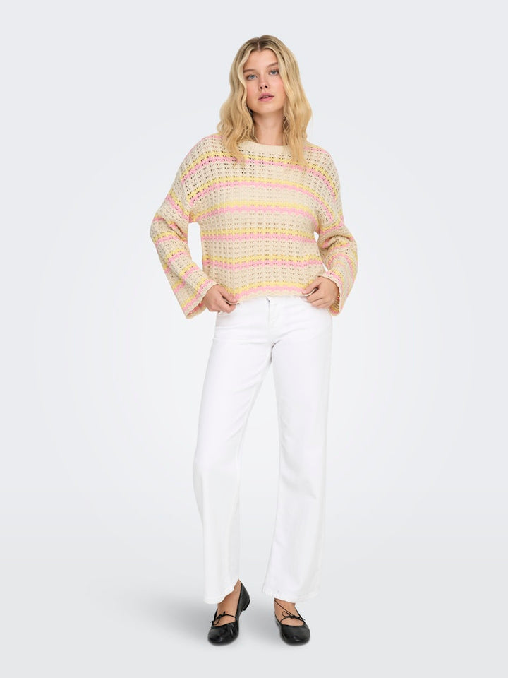 Onlasa Ls O-neck Knt Nca - Zand Dessin