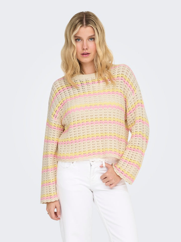 Onlasa Ls O-neck Knt Nca - Zand Dessin