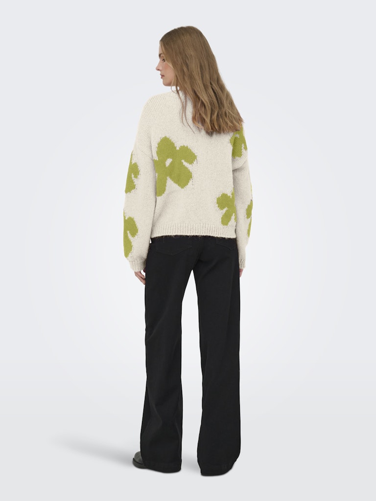Onlbootle Life Ls Flower O-neck Knt - Ecru Dessin