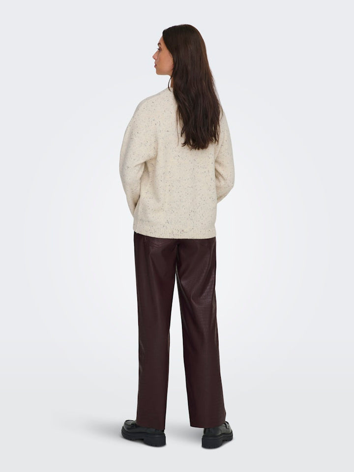 Jdyvirginia Life L/s Hn Pocket Pull Knt - Ecru Dessin