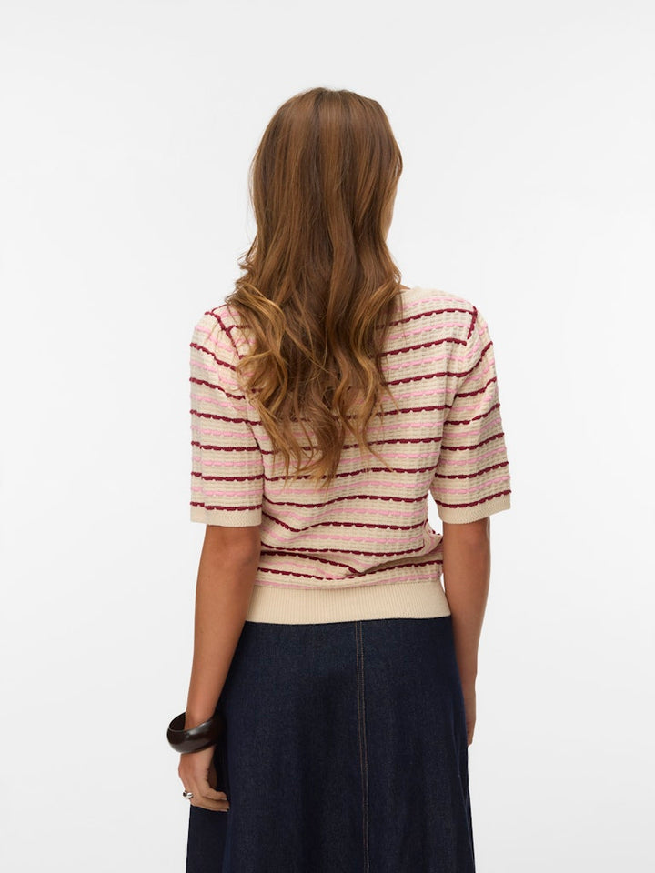 Vmmonica 2/4 O-neck Pullover Boo - Ecru Dessin