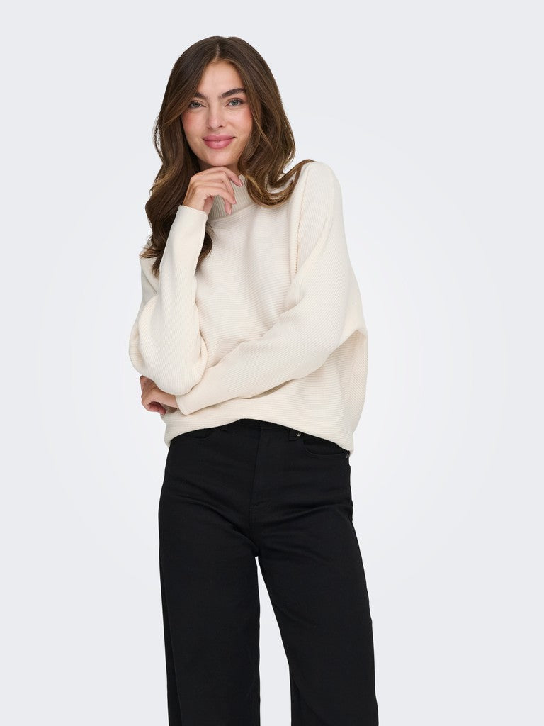 Jdyprime Life L/s Hn Batsleeve Pull. Knt - Wit Dessin