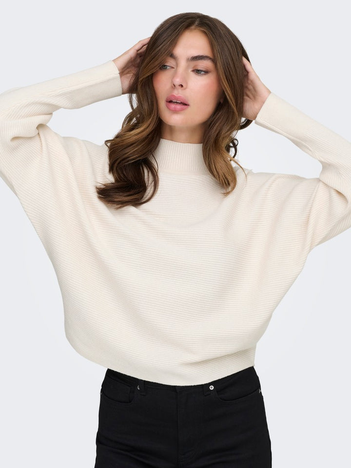 Jdyprime Life L/s Hn Batsleeve Pull. Knt - Wit Dessin