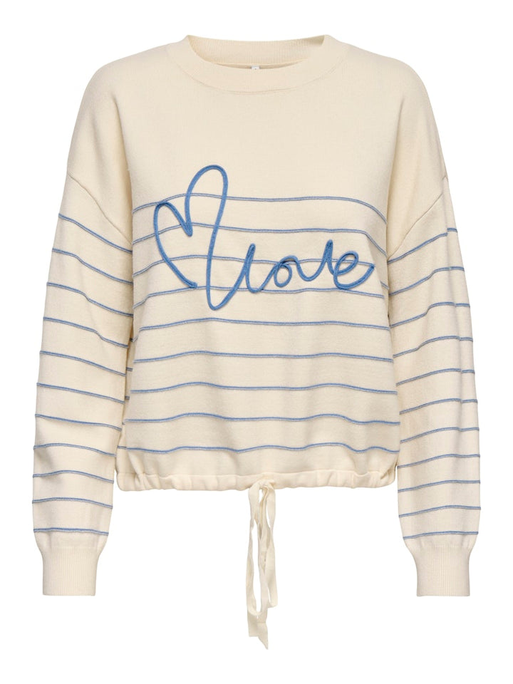 Onlsigne Life Ls Text Detai Oneck Cc Knt - Ecru Dessin