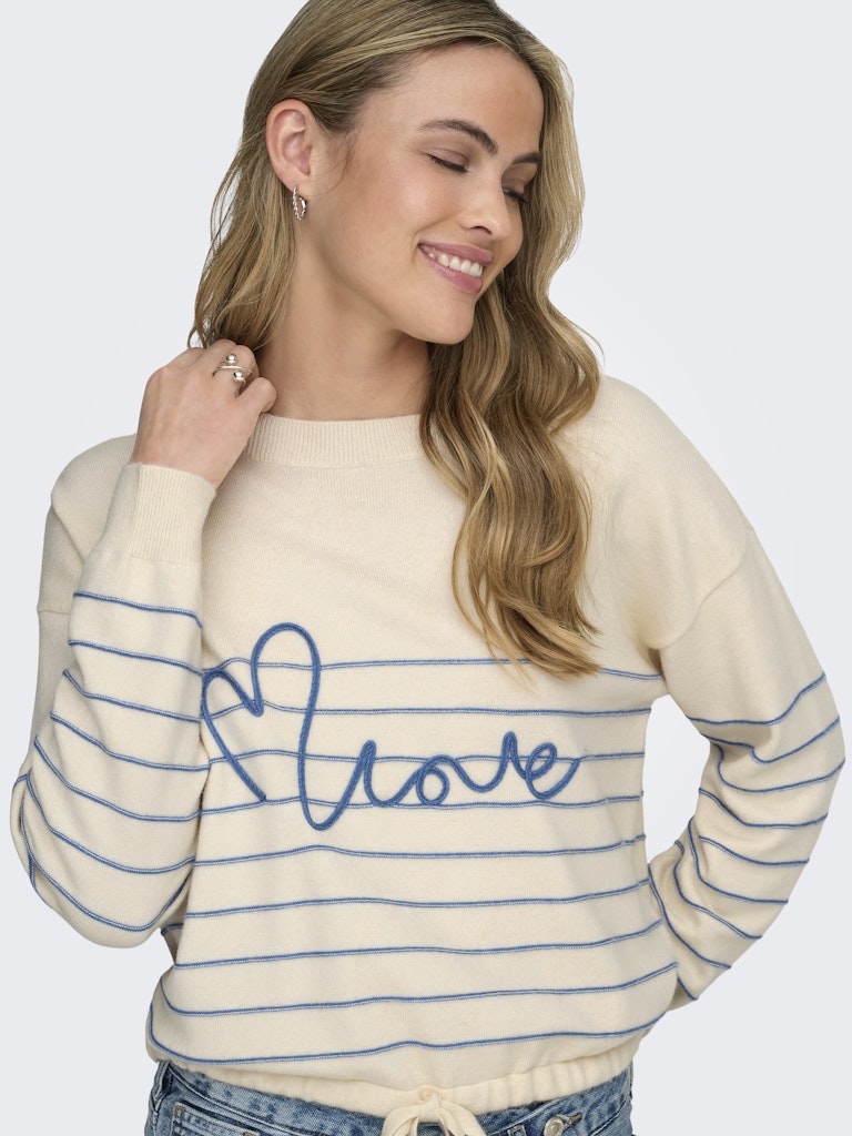 Onlsigne Life Ls Text Detai Oneck Cc Knt - Ecru Dessin