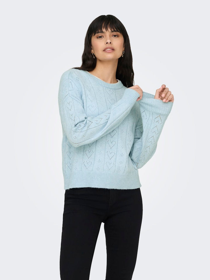 Onlisa Life Ls Struct Boxy Oneck Cc Knt - Lichtblauw