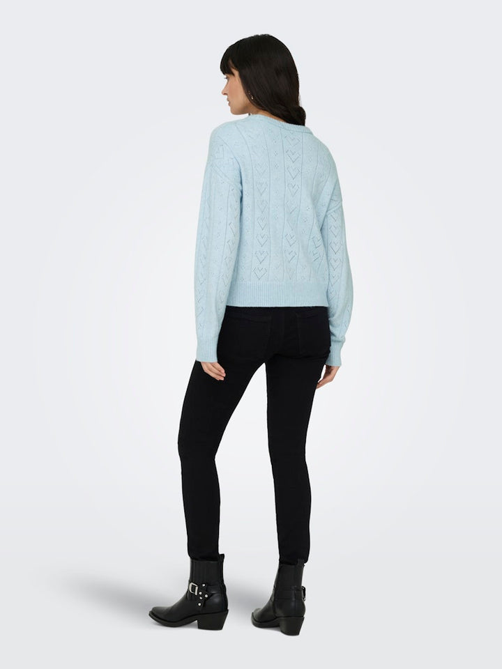 Onlisa Life Ls Struct Boxy Oneck Cc Knt - Lichtblauw